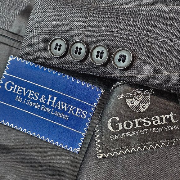 Gieves & Hawkes 100% Wool Gray Plaid Blazer Sport Jacket Size 41R - Picture 9 of 9